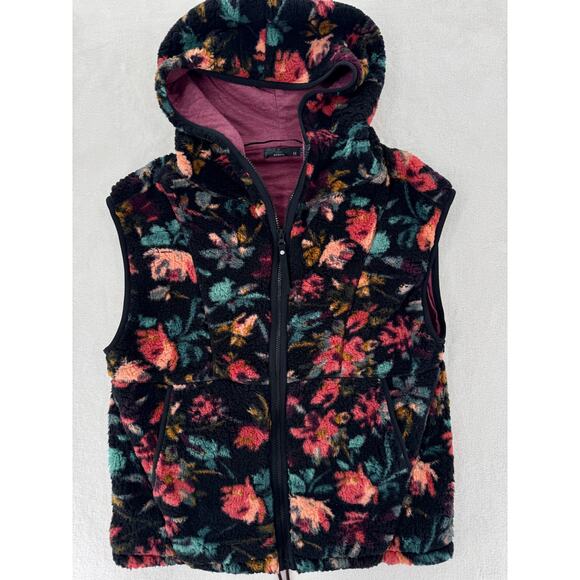PrAna Womens Polar Escape Fleur Black Fleece Floral Vest Medium - Picture 5 of 10